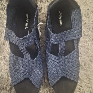 White Mountain Women's Blue Woven Sandals NEW